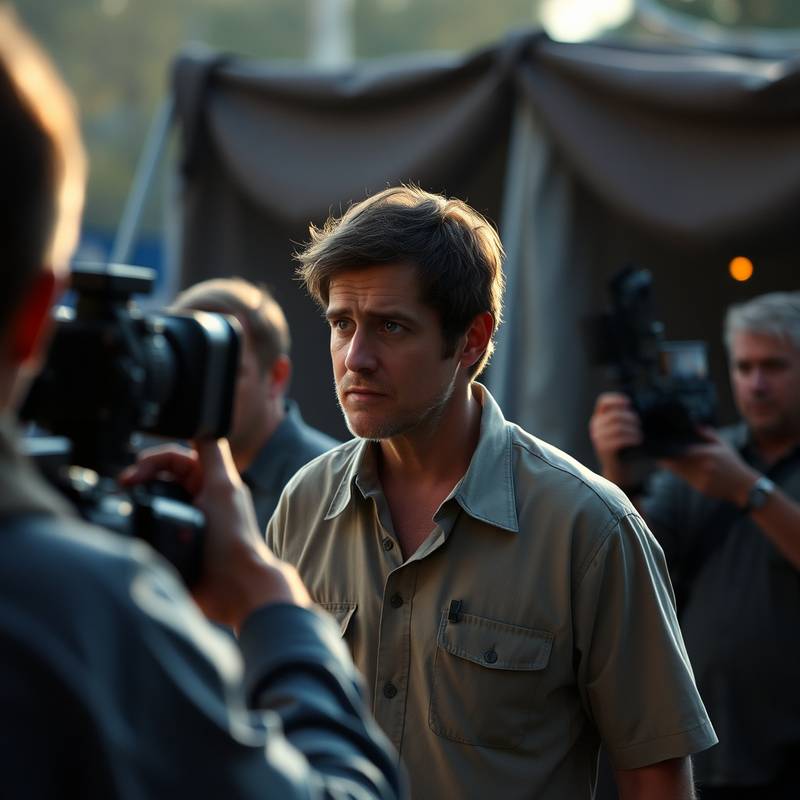 Instructeur David de Wit op de filmset